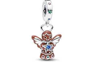 PANDORA Moments Lebkuchen-Engel Charm-Anhänger aus Sterling-Silber mit Zirkonia und künstlichem Kristall, Kompatibel ME und Moments, 794247C01