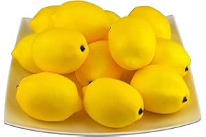 JEDFORE Artificial Lemon Lifelike Simulation Fake Fruit Lemons for House Kitchen Party Decoration Yellow 12pcs Set