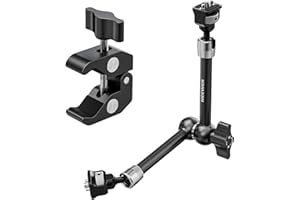NEEWER 11" Magic Arm Clamp Mount Articulado con Super Clamp, Cámara Monitor Mount con 1/4" 3/8" ARRI Localización Pasador y Orificio para DSLR Cámara Acción Luz Compatible con SmallRig Jaula, ST16C