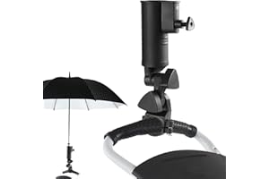 AMRTA Support de parapluie universel pour chariot de golf - Taille réglable - Fixation de poussette avec pince pour vélo, poussette, pêche, chaise de plage, fauteuil roulant (1 pièce)