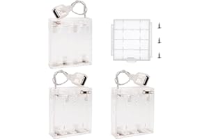 KUOQIY 3 Pezzi 4xAA 6V Supporto Batteria USB Femmina, 6V Custodia per Batterie AA con Cavi Interruttore On/Off e Copri, con Custodia Batteria in Plastica Cacciaviti e Viti, Trasparente