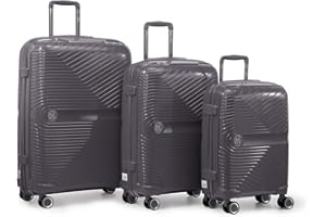 GYL Signature Set de 3 Valises – Petite + Moyenne + Grande, Bagages Rigides Légers 100% Polypropylène avec Serrure TSA, roulettes Pivotantes et Poignée Ergonomique – Argent