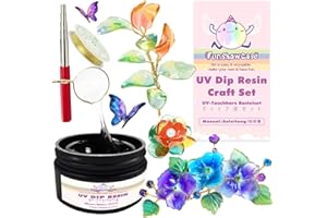 FUNSHOWCASE UV Dip Resin for Wire Shapes, Wire Art Low Odor Handmade Set, Transparent UV Dip Resin-100ml, 4mm(0.15inches) Copper Wire Roll 7m(22.9fts), Winding Rod Size 5mm-9mm(0.19-0.35inches)