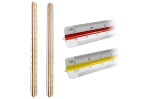CPJJ 2 Pezzi Scalimetro Righello Trinagolare Ideale, Scalimetro Professionale Triangolare1:100/1:200/1:250/1:300/1:400/1:500 per Architetti, Alunno