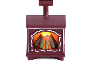 KATELUO Cheminée Miniature, Cheminée Maison de Poupée LED, Accessoires de Lutin Miniatures pour Maison de Poupée, Meubles Maison de Poupée, Accessoires Miniature Noel, Décoration de Maison de Poupée Noel