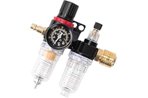 Filtro Aire Compresor, CJBIN Regulador de Presion de Compresor Regulador de aire 1/4" Filtro de aire Regulador de presión de aire para compresor y herramientas de aire