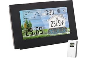 VORRINC Stazione Meteorologica Wireless con Sensore Esterno Interno, Termometro Digitale, Igrometro, Previsioni di Tempo, Touch Control LCD Stazione Meteo, Tempo Data, Camera da Letto Ufficio