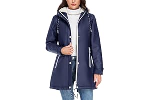 Vancavoo Giacca Antipioggia Donna Lungo Giubbotto Impermeabile con Cappuccio Invernale Caldo Parka a Vento per Campeggio all'aperto Escursionismo