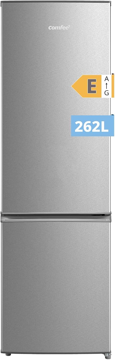 Comfee' RCB359IX2 Frigorífico combinado, 262L, Gran capacidad, Low frost, Altura 177,3 cm, Bajo nivel de ruido 39 dB, Luz LED, Temperatura regulable, Acero inoxidable