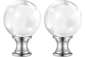 【2 Pack】PEESIN Lamp Finials Decorative, 1/4-27 Inch Threaded Base Glass Ball Lamp Finials, Finials for Lamps with Chrome Base, Lamp Shade Screw Cap for Table or Floor Lamps