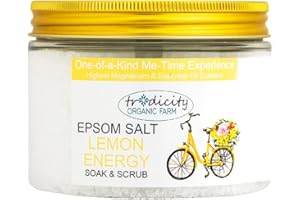 TRADICITY ORGANIC FARM DISFRUTA DE UNA EXPERIENCIA ÚNICA con SALES de MAGNESIO (EPSOM) & ACEITES ESENCIALES. Sales Aromaticas de Baño Relajante, Energizante, Revitalizante. 17 Sales a elegir - 500g (Energéticas de Limón)