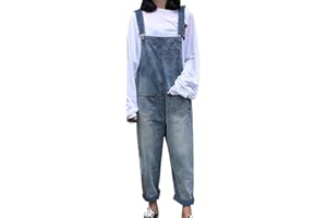 LAOZANA Damen Hohe Taille Jeans Latzhose Overall Boyfriend Denim Baggy Hosen