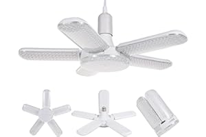 YELANGU LED Garage Lights 1Pack, 55W Deformable Led Ceiling Lighting 5400LM E26/E27 Base Daylight 6500K Super Bright Light Adjustable for Workbench, Barn, Warehouse,Garage, attic, etc