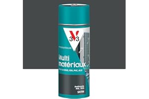 V33 - Aérosol - Bombe Peinture Extérieure Multi-matériaux - Peinture Antirouille - Mobiliers, Fenêtres, Portails, Grilles - Séchage Rapide et Tendu Bon - Teinte Anthracite Satin RAL 7016-400ml