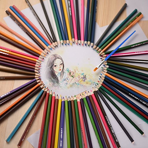 KKmoon 72 Farben Wasserlöslich Buntstifte Set mit Bürste in Papier Kästchen, Vor Geschärft Farbestifte für Kinder Erwachsene Künstler Zeichnung Skizzierung Schreiben Malen Artwork Färbung - 6
