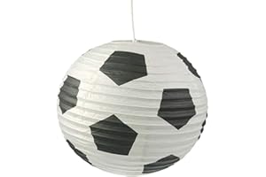 UNGROL Papierlampe fürs Kinderzimmer - Lampenschirm mit FUSSBALL Motiv - Pendelleuchte mit Aufhängung