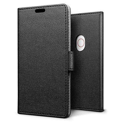SLEO Funda BQ Aquaris X5 Plus  Cartera Carcasa Piel PU Suave Flip Folio Caja Super Delgado  Estilo Libro Soporte Plegable y Cierre Magn  tico  para BQ Aquaris X5 Plus - Negro