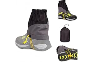 CHEVVY Par de Unisex Trail Gaiters 20CM Senderismo Escalada Botas de Nieve Polainas Impermeable Tobillo Gaiters Outdoor Snow Senderismo Escalada - Negro