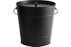 Morsø Ash & Storage Bucket - Fireproof Container With Lid, Powder-Coated Steel, Clean Design for Indoor and Outdoor, 30 x 31.5 cm, 13 Litres, Matt Black
