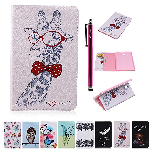 Galaxy Tab E 9.6-Inch SM-T560 Hülle, DEENOR Cute Colorful Design Flip Tasche PU Leder Abdeckung Stand Schutzhülle für Samsung Galaxy Tab E 9.6-Inch SM-T560 / T561 / T565. *giraffe
