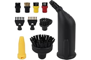 ZRODEN 10 Pièces Accessoire pour Karcher Nettoyeur Vapeur, Rondes Grande Brosses, Buse, Brosses Plates, Brosses, Brosse Ronde avec Grattoir, pour Karcher SC1 SC2 SC3 SC4 SC5 CTK10 CTK20