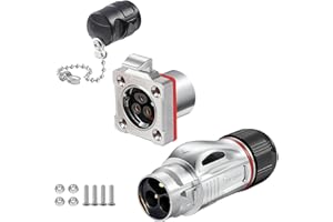 CNLINKO BD-24 Connettore Industriale a 3-Pin, IP68 Connettore impermeabile, Alloggiamento in metallo privo di interferenze, Innesto rapido per l'aviazione, Presa per montaggio a pannello M24(3 Poli)