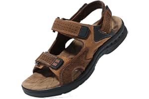 Dayiss Sandale Nubuck Homme Sandales Cuir de Vachette Bout Ouvert Marron Noir