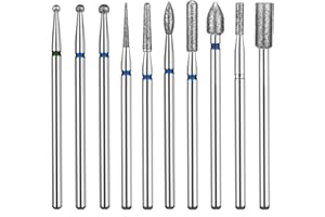 GeekerChip 10 Pièces Forets à Ongles,Professionnel Ponceuse Ongles Les Accessoires,Kit Tête de Fraisage des Ongles pour Ongles Polir et Exfolier,pour Manucure Pédicure