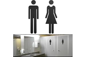 DREAMARK WC Segno Targa Toilette Bagno 1 Paio Porta Targhetta Cartello Toilette Adesivi Segnaletica Simbolo Uomo e Donna Targhette Bagno (Nero(12 cm))
