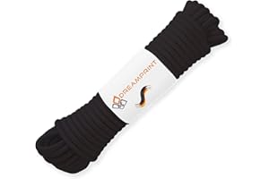 Dreamprint Corde Extensible Polyvalente 20m Noire - Ø 6mm pour intérieur/extérieur - Sécurisation de la Charge, la Fixation de bâches, Le Camping et Les activités en Plein air