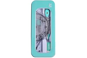 Fokroin 7-teiliges Mathematik-Set, Zirkel-Set, Geometrie-Set Geometrie-Zirkel-Set Komplettes Lernset inklusive Zirkel, Radiergummi, Winkelmesser, Geodreieck, Lineal und Aufbewahrungsbox