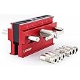 Lichamp Self Centering Doweling Jig Kit, Drill Guide for Straight Holes, Dowel Jig with 6 Drill Guide Bushings (Red)
