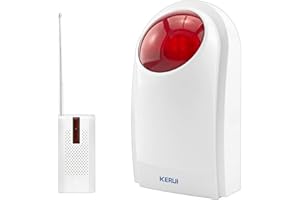 KERUI J008 Sirène Stroboscopique Strobe Extérieure sans Fil pour Alarme avec Flash 112 DB - Sirene Alarme Maison Effet Disuassif avec Indicateur LED Etanche - Alarme Sirène Strobe Flash Extérieur