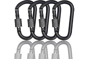 JSUOEO Carabiner Hook, 4 Pack D-Ring Aluminum Alloy Screw Locking Carabiner Clip, Heavy Duty Carabiners for Outdoor, Camping, Hiking, Fishing, Home RV, Backpack,Travel