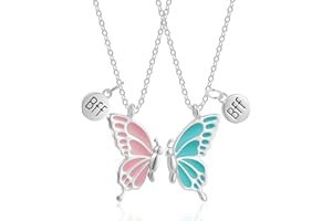 LICHUANUK Freundschaftsketten für 2 Mädchen, Best Friends Freundschaftskette, BFF Halskette Schmetterling Schmuck Anhänger, Beste Freundin Kette Puzzle, Best Friends Schmetterling-Anhänger