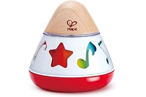Hape Boîte à Musique Bébé en Bois - Boîte à Musique à Remonter, Musique Douce et Notes Colorées - Jeux d'Éveil en Bois pour Bébé Fille et Garçon - Jouets Sensoriels Premier Âge