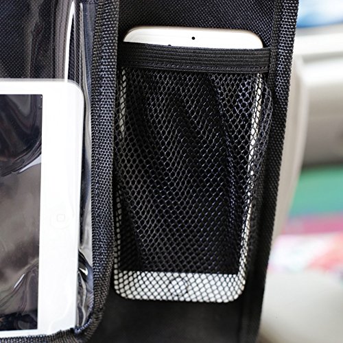 Auto Rückenlehnenschutz , Zuoao Rückenlehnen Tasche Trittschutz mit Rücksitz-Organizer, Rückensitztasche mit Multifunktionen, Kinder Rücksitzschoner Kick-Matten-Schutz für Auto,1 Stück, Schwarz (Löwe) - 8
