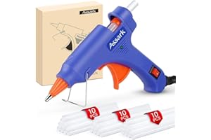 ASSARK Hot Glue Gun Kit with 30 Glue Sticks(130mm x 7mm), Fast Preheating Hot Melt, High Temp for School Crafts DIY Arts and Quick Home Repairs, 20W Blue