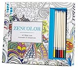 Kreativ-Set Zencolor (Ausmalen für Erwachsene): Buch mit 40 Seiten zum Heraustrennen und 6 Buntstiften (Buch plus Material)