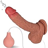 22cm Realistischer Spritz Dildo mit Sperma spritzfunktion,Wassersprühfunktion Analdildo mit für Frauen, Silikon Dicke Dildo P