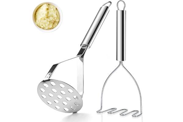 Presse-purée de pommes de terre ReaNea en acier inoxydable 2 pièces, Purée de pommes de terre Ustensiles, Ustensiles de cuisine faciles à nettoyer