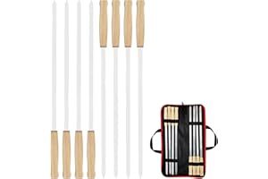 Ertisa 8PCS Grillspieße Edelstahl Kebab Spieße, 43cm Lang 1cm breit Metall BBQ Spieße Shish Kebab Barbecue BBQ Grill Spieße mit Tragetasche für Outdoor Camping Partys BBQ Shish Kabob (8 Stk)