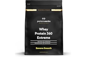 THE PROTEIN WORKS Protein Works - Whey Protein 360 | Premium Whey Protein Powder Blend | No Added Sugar Protein Shake | 20 Servings | Banana Milkshake | 600g