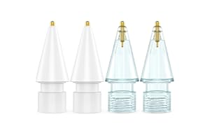NIUTRENDZ Pack de 4 Pointes de Rechange pour Apple Pencil 2nd et 1st Génération Amélioration Métal Fine Tip Haute Sensibilité Embout Nibs de Rechange Stylus (Blanc + Bleu)