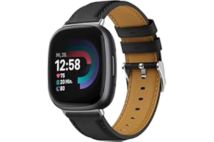 BIRDTOBR Cuir Bracelet pour Fitbit Versa 4/ Versa 3, Classique Premium Cuir Band de Remplacement, Boucle en Métal Réglable Bracelet de Remplacement pour Fitbit Sense 2/ Sense