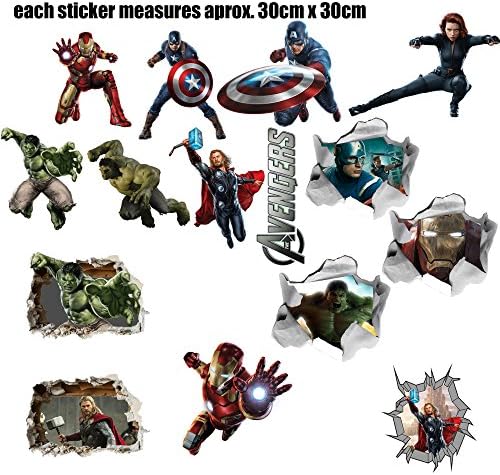 Various Avengers &amp; Minions MULTI PACKS wall stickers 15 pack for cars bikes caravans homes Customise4U™ (avengers new multi pack)