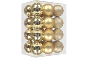 ATB-Foger 24 Gold Christmas baubles Balls Xmas Tree Ornaments matt, glittering, small for outdoor use, Christmas tree decorations for hanging decoration(3 cm)