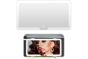 PORUPAEL LED Car Vanity Mirror with Sun Visor - Rechargeable, Scratch-Resistant Universal Vehicle Makeup Mirror in White