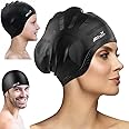 JD FRESH Silicone Swimming Cap for Men & Women/Unisex Swim Caps/Keeps Hair Clean and Ears Protected/Caps for Long/Braided/Thick Hairs/Swimming Cap(Black)