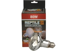 Lucky Herp Ampoule à vapeur de mercure UVA UVB pour reptiles, 80 W, culot à vis R80, E27